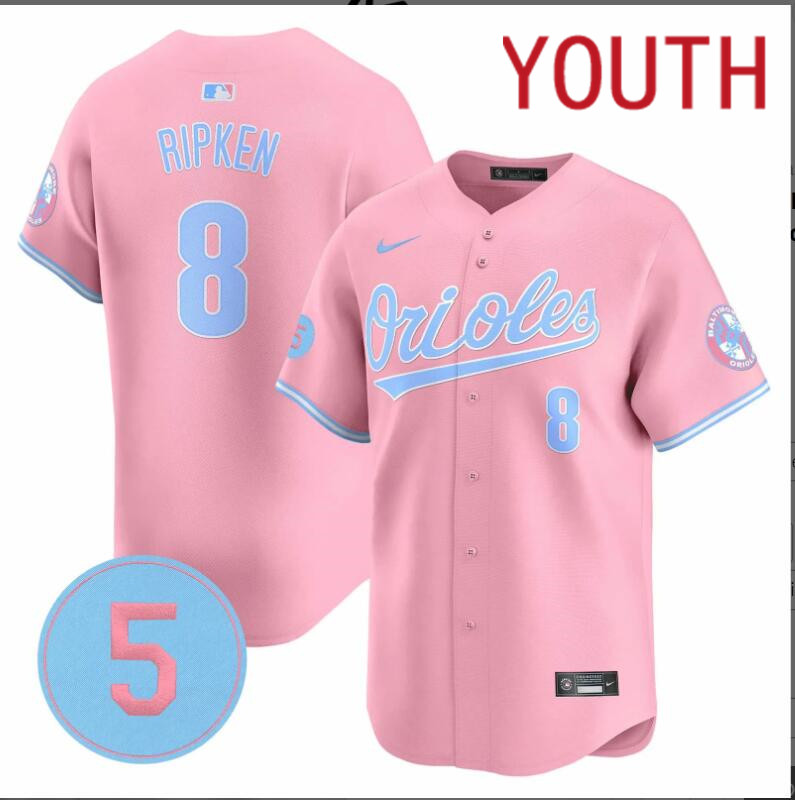 Youth  Baltimore Orioles #8 Ripken pink 2024 Nike MLB jersey->youth nfl jersey->Youth Jersey